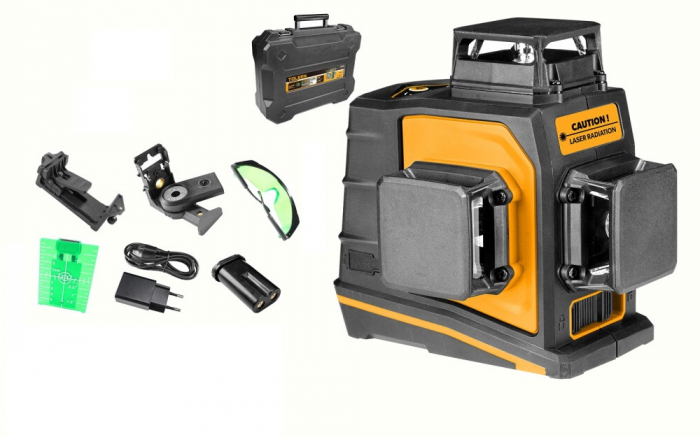 Nivelă laser 3D, Unitate laser Osram, 3x360º, verde, 520 nm, industrial - Tolsen [1]