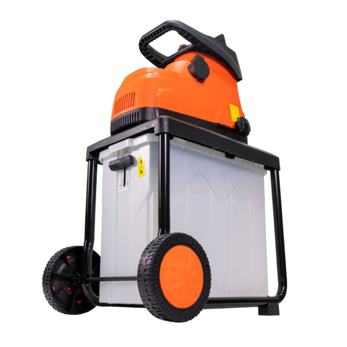 Tocător de crengi și resturi vegetale ST200S, motor electric 2800 W, diametru maxim de tăiere 45 mm, viteză de mărunțire 42 rpm, coș colector 60 L, 2 roți pentru transport, greutate 24,5 kg [3]