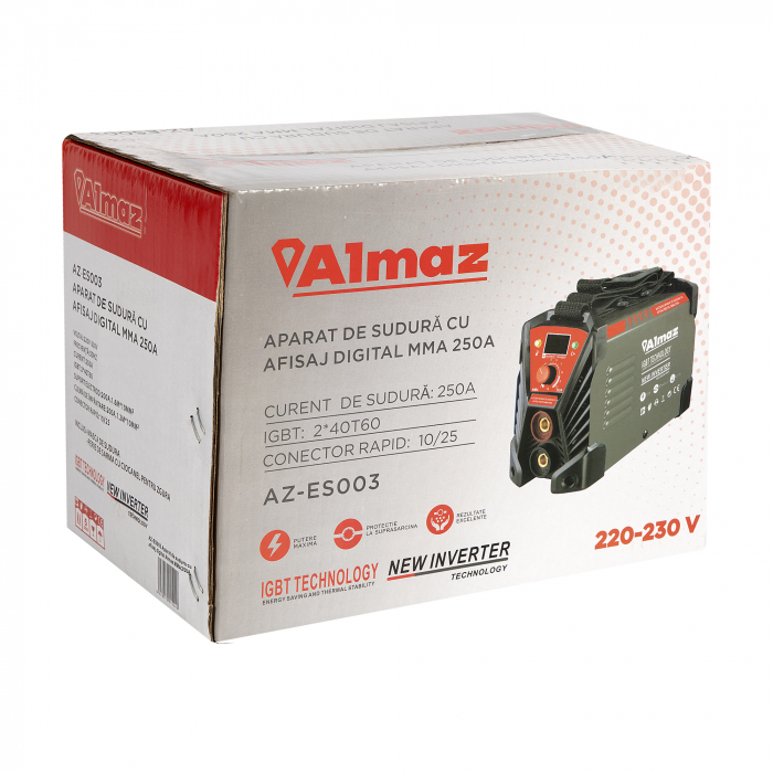 Pachet Aparat de sudura Invertor AlmazProfi 250A AZ-ES003, Clesti de sudura + Masca de sudura automata cu cristale lichide [20]