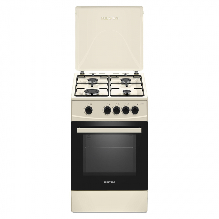 Pachet Aragaz Albatros AL452BCS Bej cu Butelie GPL 26L și Regulator Gaz – 4 Arzătoare pe Gaz, Cuptor pe Gaz, Siguranță Plită + Cuptor, Geam Dublu la Cuptor, Tava și Grătar Cuptor [7]