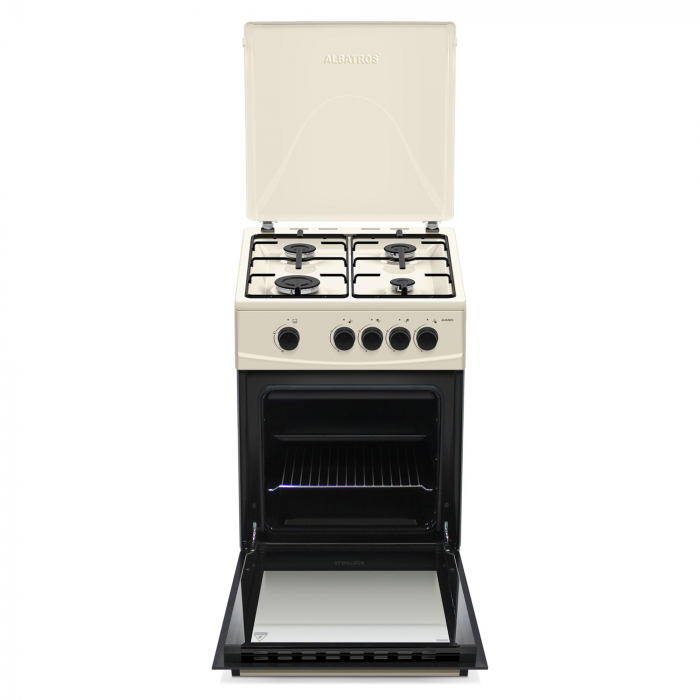 Pachet Aragaz Albatros AL452BCS Bej cu Butelie GPL 26L și Regulator Gaz – 4 Arzătoare pe Gaz, Cuptor pe Gaz, Siguranță Plită + Cuptor, Geam Dublu la Cuptor, Tava și Grătar Cuptor [6]