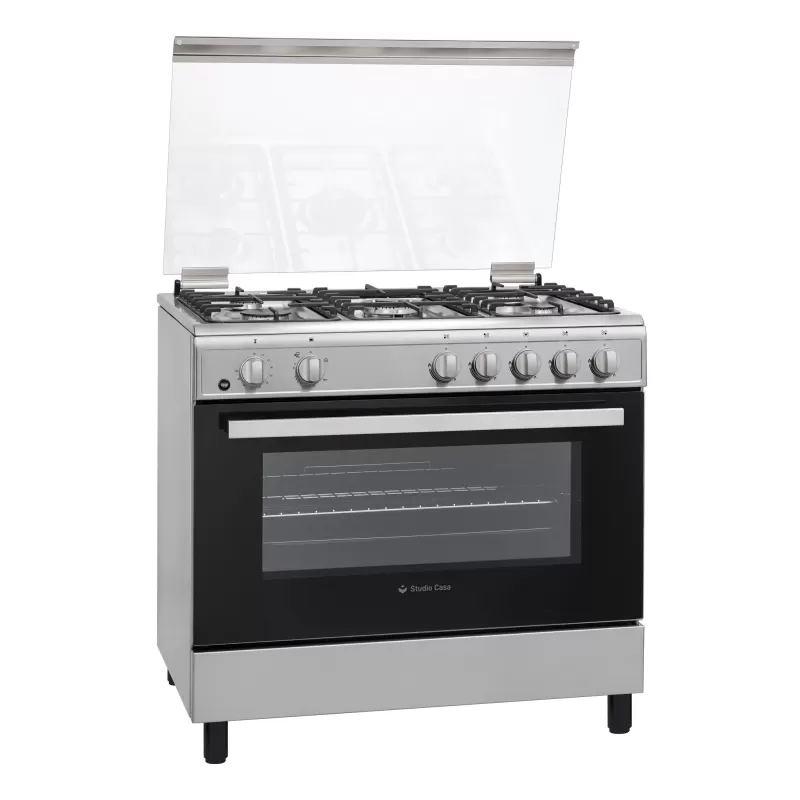 Pachet Aragaz clasic 5 arzatoare gaz, Cuptor gaz, 90x60 cm, Studio Casa , Tivoli, grill electric , rotisor, aprindere electrica+  Butelie GPL 26L, Ceas Regulator, Furtun 2m și 2 Coliere [4]