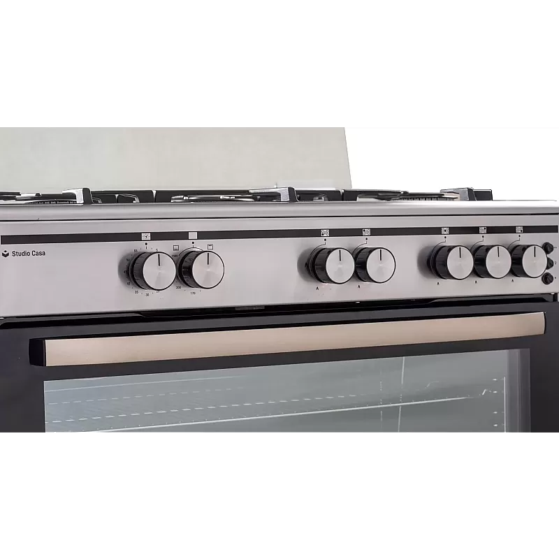 Pachet Aragaz clasic 5 arzatoare gaz, cuptor gaz, Studio Casa, GRAND CUCINA GC90 New, Inox, Grill, WOK, Rotisor+ Butelie GPL 26L, Ceas Regulator, Furtun 2m și 2 Coliere [8]