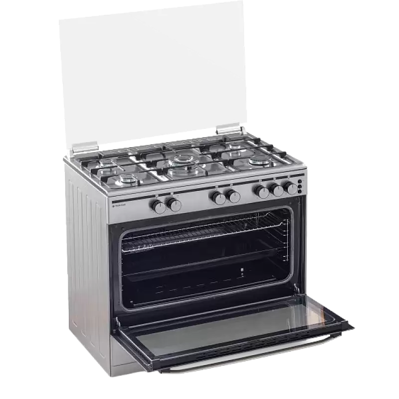 Pachet Aragaz clasic 5 arzatoare gaz, cuptor gaz, Studio Casa, GRAND CUCINA GC90 New, Inox, Grill, WOK, Rotisor+ Butelie GPL 26L, Ceas Regulator, Furtun 2m și 2 Coliere [6]