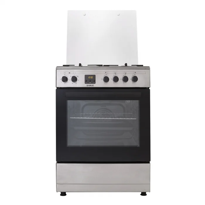Pachet - Aragaz electric / gaz Samus SM663AENS Inox, 4 arzatoare pe gaz, 1 arzator Wok, cuptor electric, Inox + Hota incorporabila Samus HS6060TX, 600 mc/h, 1 motor, latime 60 cm, 2 trepte, Inox [5]