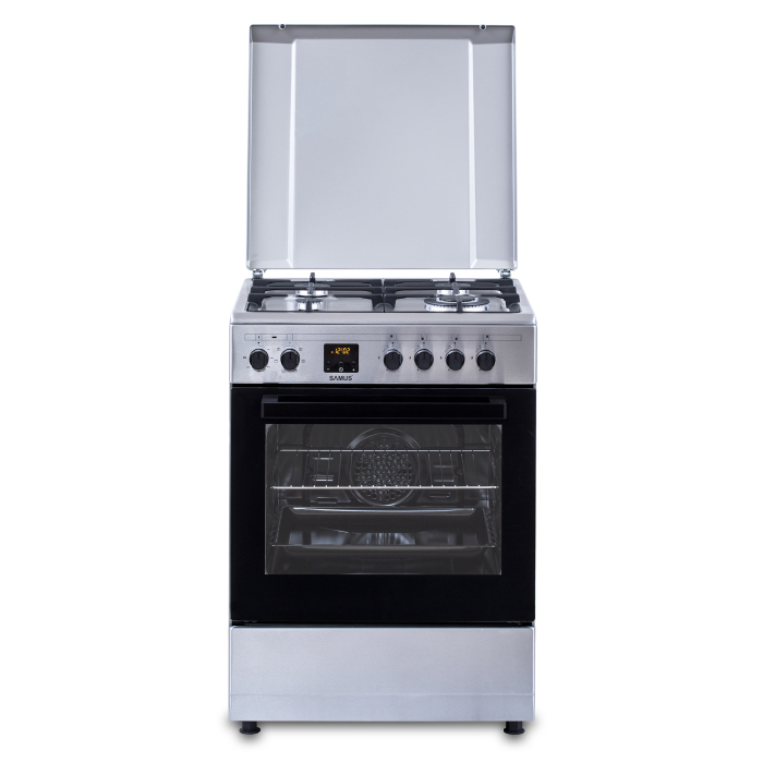 Pachet - Aragaz electric / gaz Samus SM663AENS Inox, 4 arzatoare pe gaz, 1 arzator Wok, cuptor electric, Inox + Hota incorporabila Samus HS6060TX, 600 mc/h, 1 motor, latime 60 cm, 2 trepte, Inox [5]