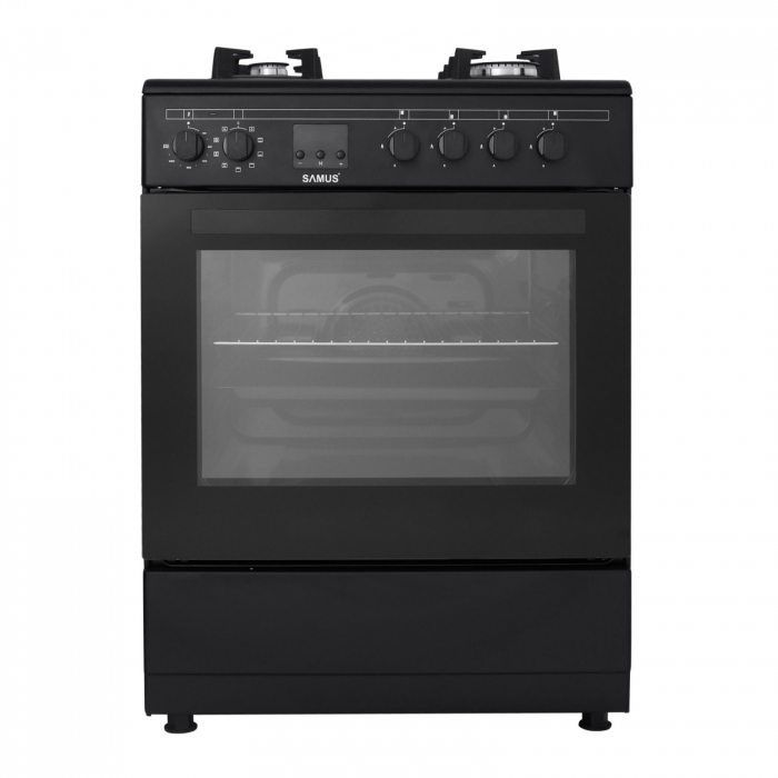 Pachet Aragaz electric / gaz Samus SM665AENS, 4 arzatoare pe gaz, cuptor electric, latime 60 cm, aprindere electrica plita+ Butelie GPL 26L, Ceas Regulator, Furtun 2m și 2 Coliere [5]