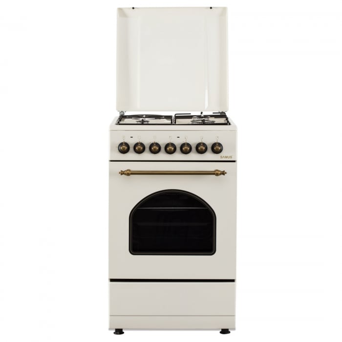 Pachet - Aragaz electric / gaz Samus SR550EL3C, 3 arzatoare gaz + 1 arzator electric, cuptor electric, aprindere electrica, dispozitiv siguranta arzatoare gaz + Hota decorativa Samus HS604DHR, Putere  [9]