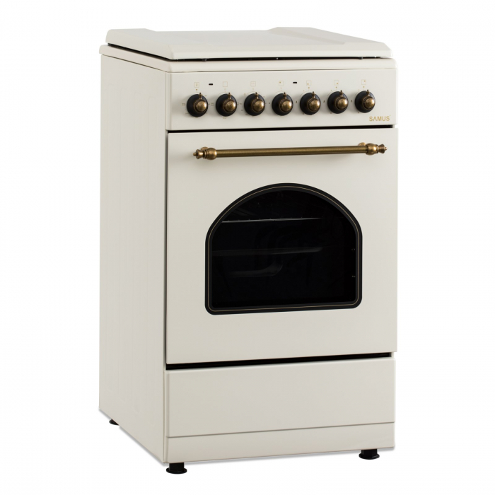 Pachet - Aragaz electric / gaz Samus SR550EL3C, 3 arzatoare gaz + 1 arzator electric, cuptor electric, aprindere electrica, dispozitiv siguranta arzatoare gaz + Hota decorativa Samus HS604DHR, Putere  [7]