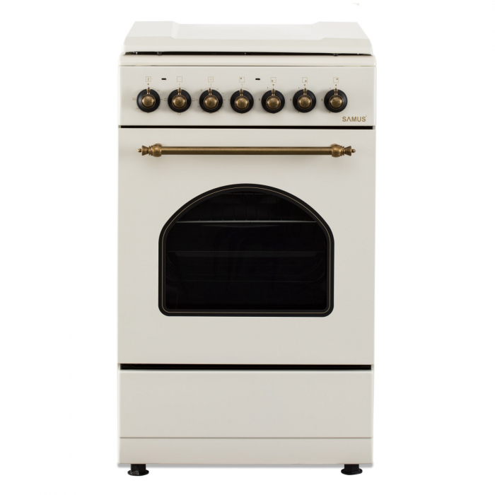Pachet - Aragaz electric / gaz Samus SR550EL3C, 3 arzatoare gaz + 1 arzator electric, cuptor electric, aprindere electrica, dispozitiv siguranta arzatoare gaz + Hota decorativa Samus HS604DHR, Putere  [8]