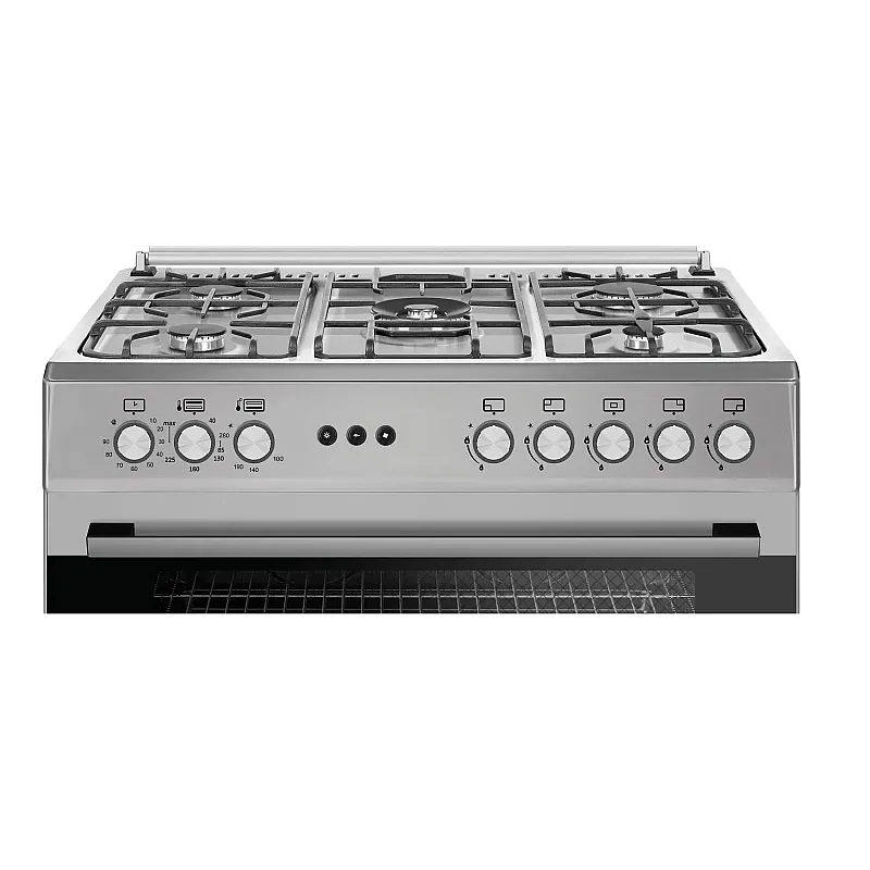 Pachet Aragaz gaz 90 cm Prato Inox Studio Casa, 5 zone de gatit, Gaz, Wok, Cuptor gaz, Rotisor, Timer mecanic, Grill electric+ Butelie GPL 26L, Ceas Regulator, Furtun 2m și 2 Coliere [5]