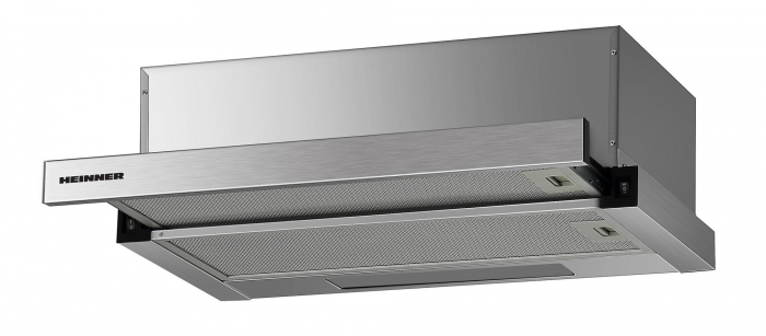 Pachet - Aragaz Heinner HFSC-S50LITG-SL, 4 arzatoare, Gaz + GPL, Aprindere electrica, Timer, Grill, 50 cm, Argintiu + Hota telescopica, absorbție 358.4 m3/h [2]