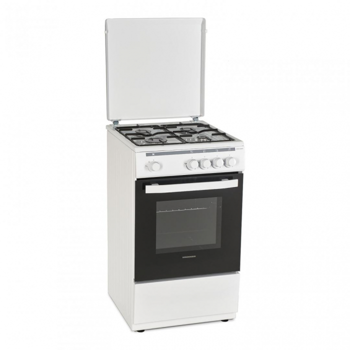 Pachet - Aragaz Heinner HFSC-V50WH, 4 arzatoare, Gaz, Dispozitiv de siguranta plita/cuptor, 50 cm, Alb + Hota traditionala CH-201SS, 209 mc/h [3]