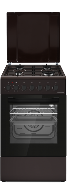 Pachet - Aragaz mixt Heinner HFSC-S60LITGC-BRW, 50x60 cm, Clasa A, 7 functii, 4 Arzătoare, Cuptor Electric + Butelie GPL 26L, Ceas Regulator, Furtun și 2 Coliere [3]