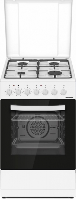 Pachet - Aragaz mixt Heinner HFSC-S60LITGC-WH, 4 arzatoare, aprindere electrica plita, cuptor electric, clasa A, timer, grill, ventilatie, 50x60 cm, Alb + Butelie GPL 26L, Ceas Regulator [2]