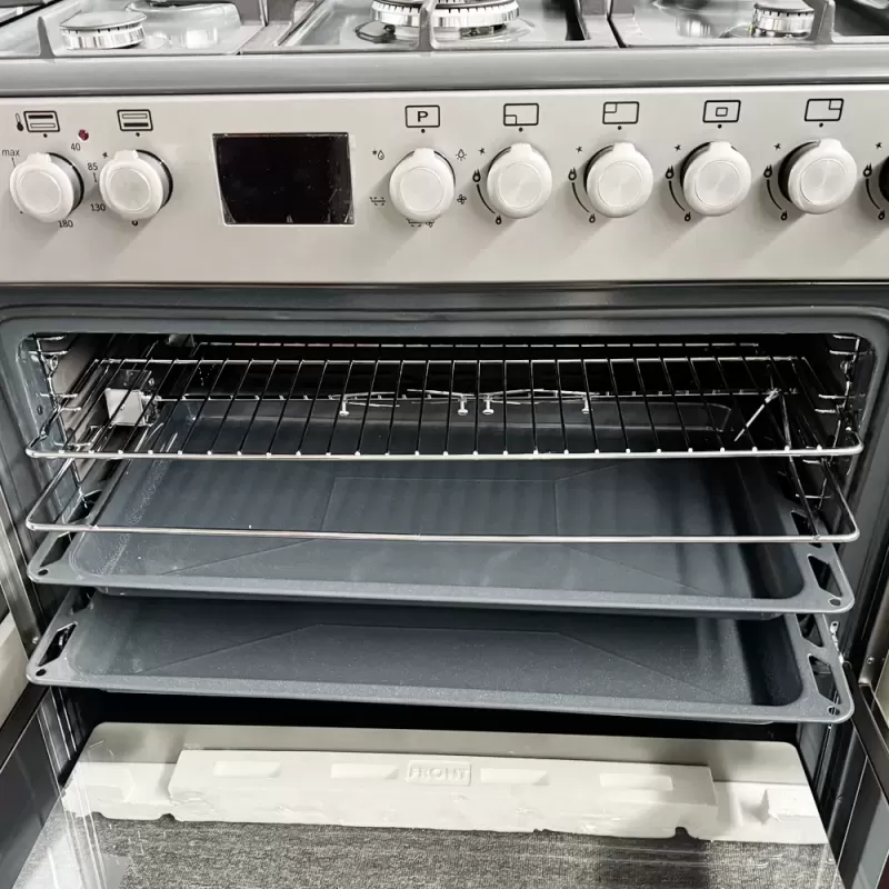 Pachet Aragaz pe gaz 90 cm Nando Graphite Grey Studio Casa, 5 zone de gatit, Gaz, Wok, Cuptor gaz, Rotisor+ Butelie GPL 26L, Ceas Regulator, Furtun 2m și 2 Coliere [8]