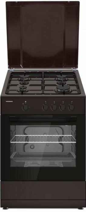 Pachet - Aragaz pe gaz Heinner HFSC-SME66IBRW, 4 arzătoare, Aprindere electrică plită și cuptor, Siguranță plită și cuptor, 60 x 60 cm, Maro + Butelie GPL 26L, Ceas Regulator, Furtun și 2 Coliere [3]