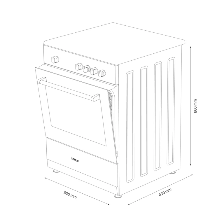 Pachet- Aragaz pe gaz Samus SM561BSS, 4 arzatoare, cuptor pe gaz, dispozitiv siguranta plita si cuptor, geam dublu la cuptor, capac metalic+Hota incorporabila Samus HS6061DTGX, 1 motor, latime 60 cm,  [6]