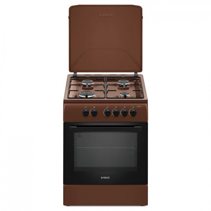 Pachet - Aragaz pe Gaz Samus SM664MBS, 4 Arzătoare, Cuptor Gaz, Timer, Siguranță Plită și Cuptor, 60x60 cm +  Butelie GPL 26L, Ceas Regulator, Furtun și 2 Coliere [2]