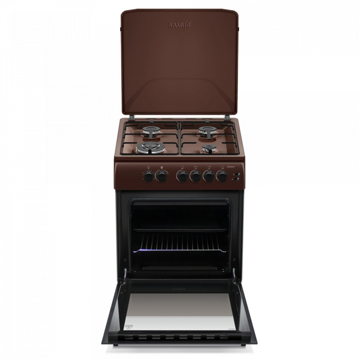 Pachet Aragaz pe gaz Samus SM664MPGS, 4 arzatoare, cuptor pe gaz, 1 arzator Wok, aprindere electrica, dispozitiv siguranta plita si cuptor, timer, grill+ Butelie GPL 26L, Ceas Regulator, Furtun 2m și [3]