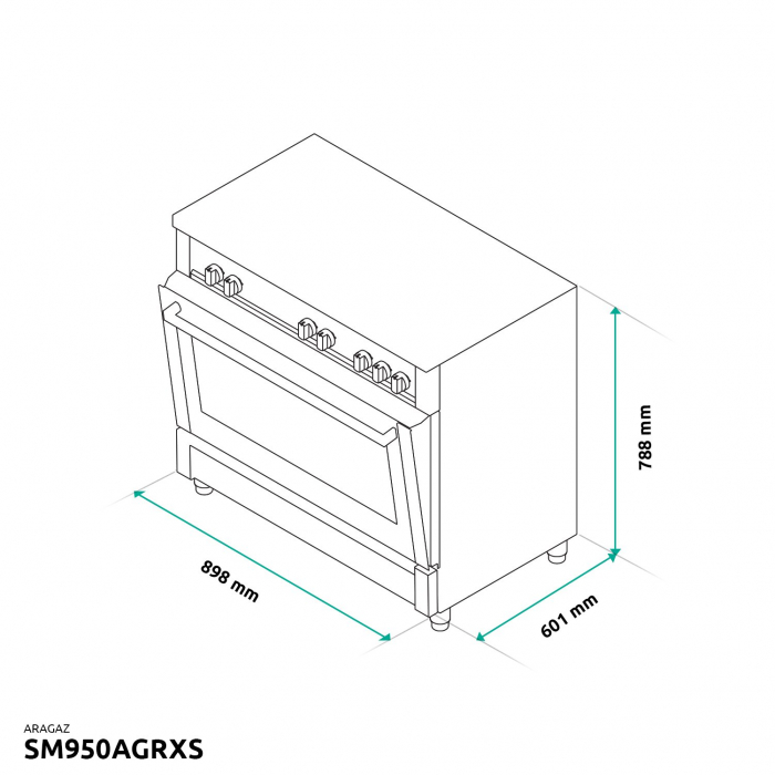 Pachet Aragaz pe gaz Samus SM950AGRXS, 5 arzatoare pe gaz, 1 arzator Wok, cuptor pe gaz, aprindere electrica plita si cuptor+Butelie GPL 26L, Ceas Regulator, Furtun 2m și 2 Coliere [4]