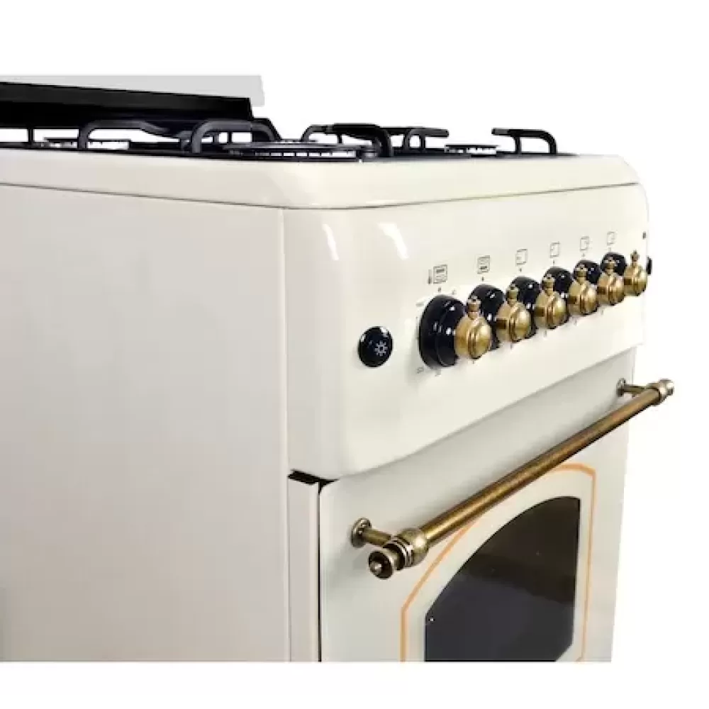 Pachet Aragaz Rustic Gaz Si Hota Studio Casa Cremona, Aragaz 50/55 Cm., Cuptor Gaz, 4 Arzatoare Gaz, Aprindere Electrica, Crem [3]