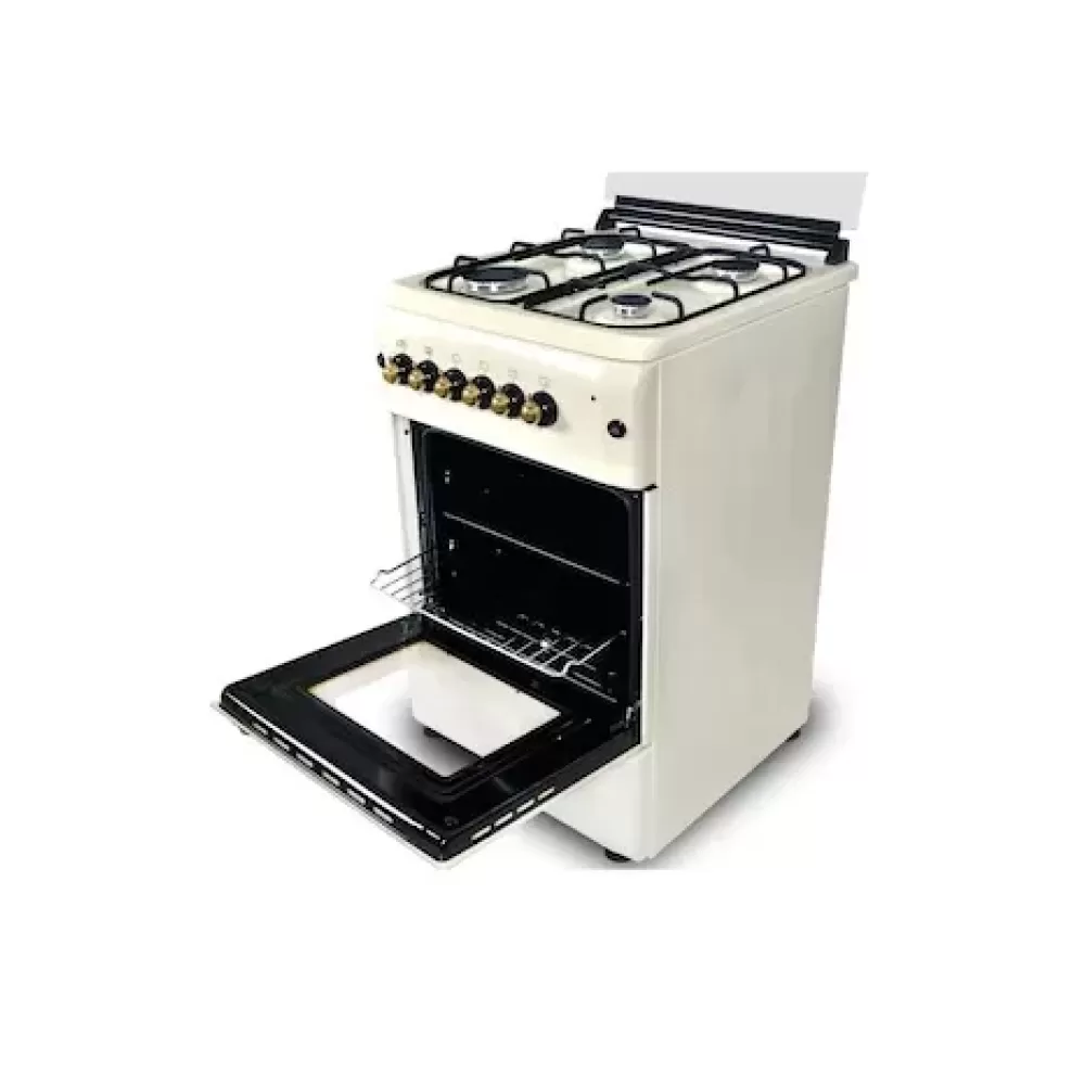 Pachet Aragaz Rustic Gaz Si Hota Studio Casa Cremona, Aragaz 50/55 Cm., Cuptor Gaz, 4 Arzatoare Gaz, Aprindere Electrica, Crem [2]