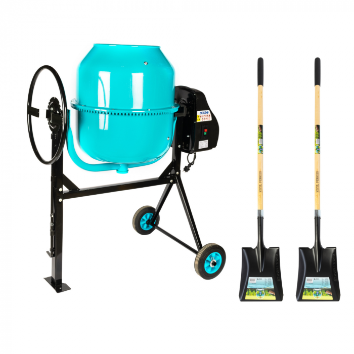 Pachet - Betoniera Detoolz 200L, 1200W, cu roti si coroana de fonta + 2 Lopeti cu coada de lemn, 1500mm [1]