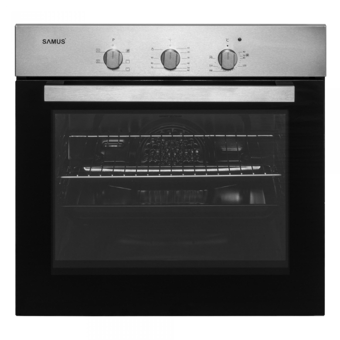 Pachet Bucătărie Samus: Cuptor 56L, 5 funcții, ventilat + Hotă telescopică 60 cm + Plită gaz 4 arzătoare inox [8]