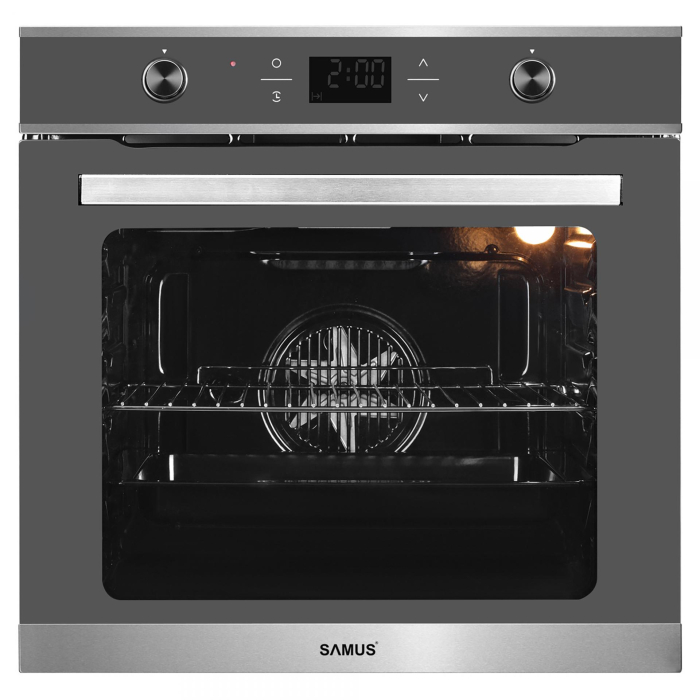 Pachet Bucătărie Samus: Plita Incorporabila PSG-64SG2 4 Arzătoare Gaz, WOK, Gratare Fonta + Cuptor Incorporabil SC626GDX9 75L, 9 Funcții, Semi Grill, Functie Pizza, Dezghetare, Display Digital, Gri/In [5]