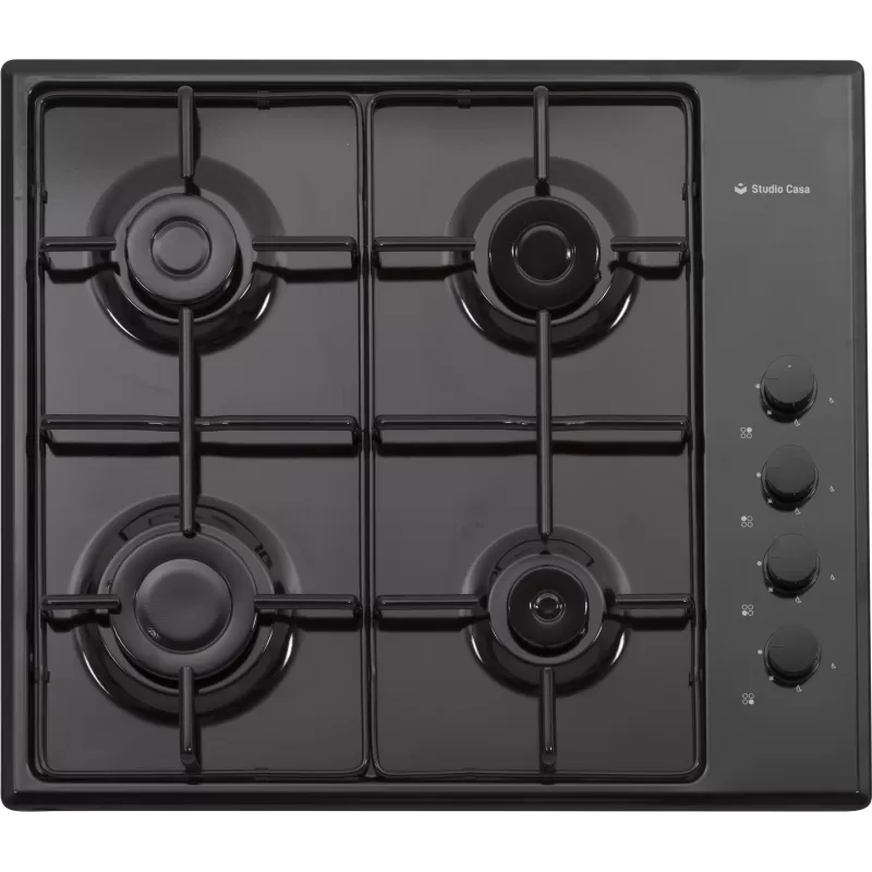 Pachet cuptor electric, plita gaz si hota telescopica Trio Mirage Iseo Black Studio Casa, Clasa energetica A, 6 functii, 4 arzatoare gaz, 2 motoare, Negru [4]