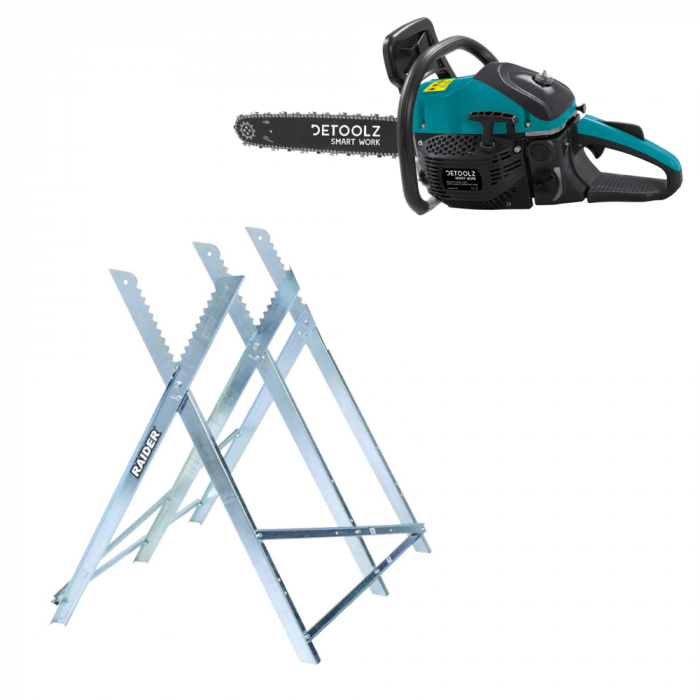 Pachet - Drujba Detoolz 2T 55CC 2.9CP + Suport pentru taiat lemne [1]