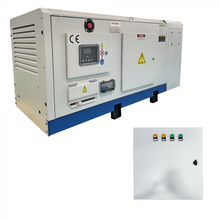 Pachet - Generator de curent trifazat cu motor diesel insonorizat, 4 timpi de 15 KVA / 13 kW, HYUNDAI DHY15L + Automatizare trifazata ATS-63A [1]