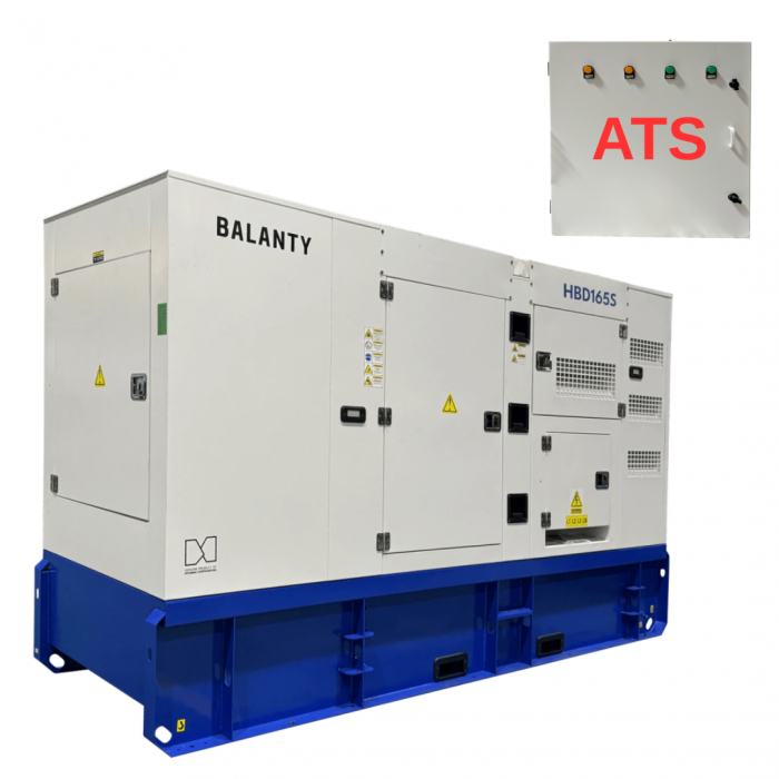 Pachet - Generator Trifazat Diesel Industrial Balanty by Hyundai HBD165S – 132 kW, rezervor 280 L, consum 32.6 L/H, Insonorizat + Automatizare trifazata 225A 4P [1]