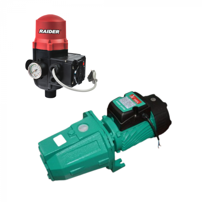 Pachet hidrofor - Pompa de suprafata DRK, model JET200, putere 1.5kW, debit 130l/min + Prescontrol 2.2 kW cu priza [2]