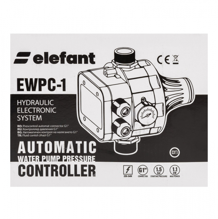 Pachet hidrofor - Pompa submersibila ELEFANT 4SKM150, putere 1100 W, debit 41 L/min + Prescontrol automat EWPC-1, 1.1KW, 1.5 bar [8]