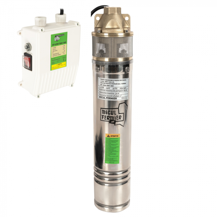 Pachet hidrofor - Pompa submersibila, putere 1.3kW, debit 3000l/h, pompare 60m + Presostat electronic 2.2 kW [4]