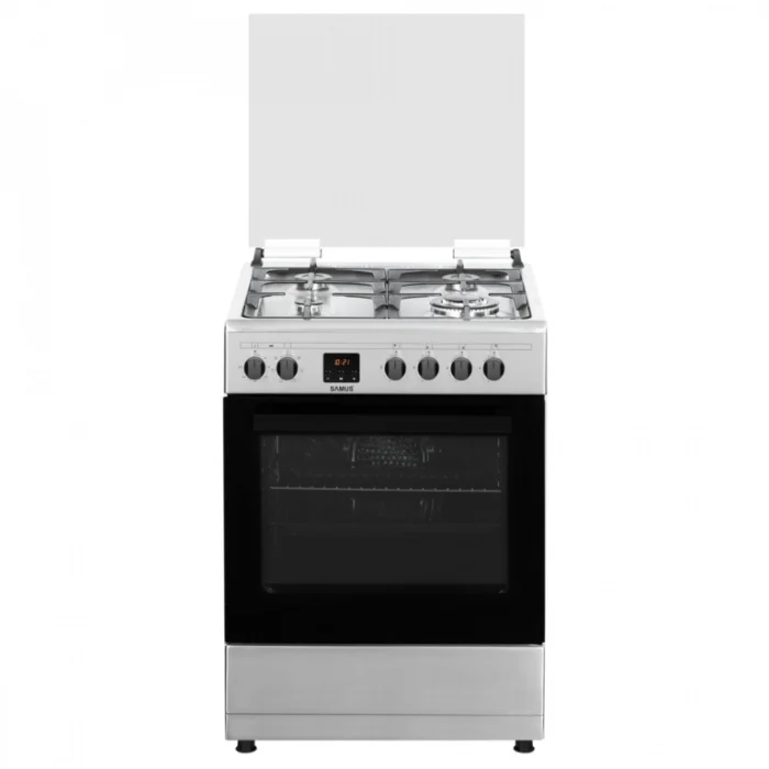 Pachet- Hota clasica Samus SM62S Eco+, 2 motoare, 94 W, tehnologie Eco+ Aragaz electric / gaz Samus SM663AENS Inox, 4 arzatoare pe gaz, 1 arzator Wok, cuptor electric, 7 functii, grill, ventilator [7]