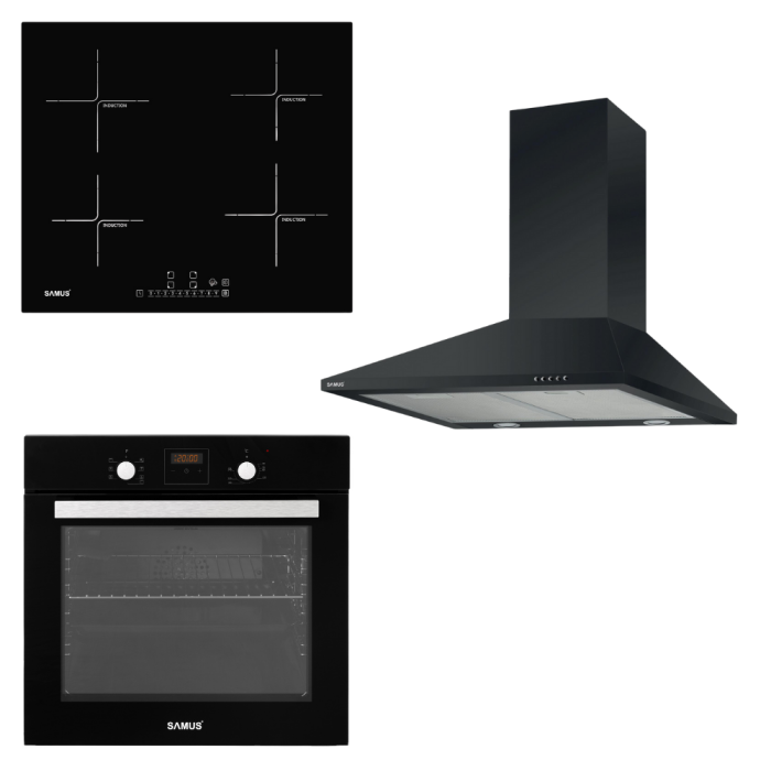 Pachet- Hota decorativa Samus HS630DLB + Plita incorporabila inductie Samus PSI-64BG7 + Cuptor incorporabil Samus SC639CEGV [1]