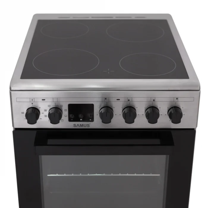 Pachet-Hota decorativa Samus HS630DLB , tip turn, 1 motor, latime 60 cm, filtru tip dublu caseta din aluminiu+ Aragaz electric Samus SM564VTE, cuptor cu 10 functii, grill, convectie 3D, timer digital, [10]