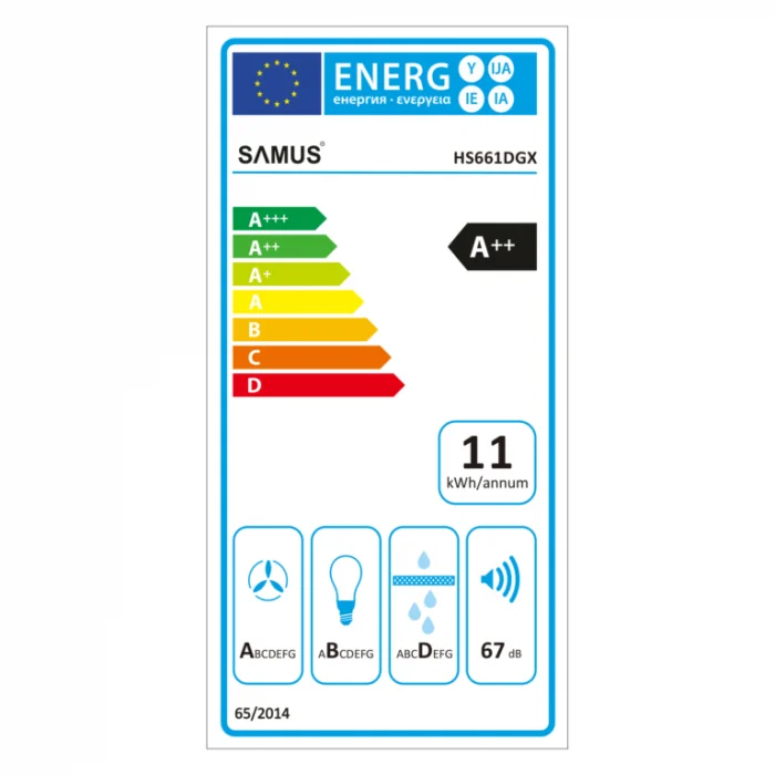 Pachet - Hota decorativa Samus HS661DGX, latime 59.5 cm, filtru de grasime din aluminiu, 9 trepte de absorbtie+Plita incorporabila Samus PSG-64SX5, 4 arzatoare, arzator Wok, aprindere electrica [4]