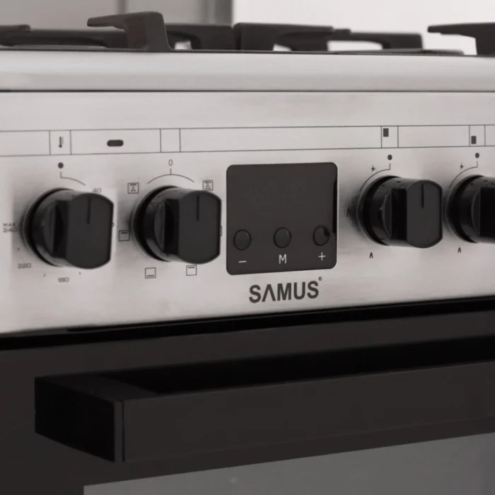 Pachet- Hota incorporabila Samus HS6032DTGX, 1 motor, latime 60 cm, 3 trepte absorbtie+ Aragaz Samus SM563AENS, 4 arzatoare pe gaz, cuptor electric, 7 functii, grill, timer digital [10]