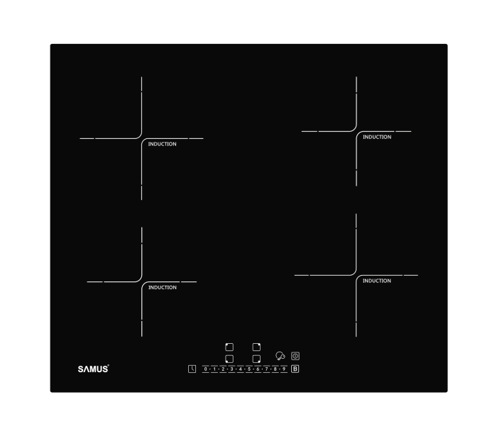 Pachet - Hota incorporabila Samus HS6061DTGX, 60 cm, putere 611 m³/h + Cuptor Electric 74L, Clasa A+, 13 Funcții, Autocurățare Catalitică + Plită cu inducție 4 zone Samus PSI-64BG7, 60 cm, 7000W [2]
