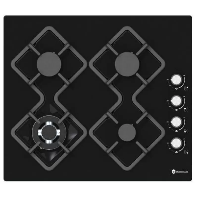 Pachet incorporabil Casa Lux, Cuptor gaz Lara, plita gaz si hota moderna sticla neagra, Studio Casa, Termostat, Timer mecanic, Grill gaz, Clasa energetica A, Sticla neagra [5]