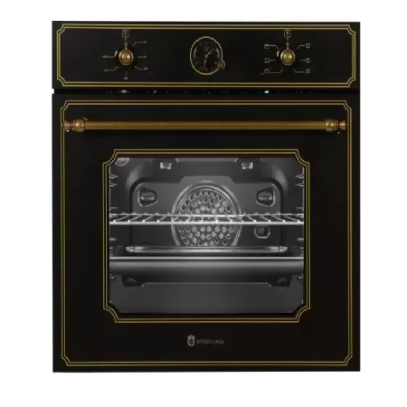 Pachet Incorporabil Cuptor Electric, Dimensiuni (L x l x h): 60 x 60 x 60 cm Si Plita Gaz Studio Casa Toscana Black Rustic, Clasa A, Gratare Fonta, Negru [2]