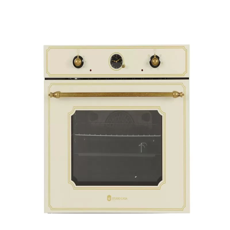Pachet incorporabil cuptor electric, plita gaz si hota clasica Luna Retro Beige Studio Casa, 6 functii, gratare fonta, 483 mc/h, 2 motoare, Crem [2]
