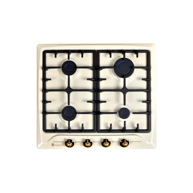 Pachet incorporabil cuptor electric, plita gaz si hota clasica Luna Retro Beige Studio Casa, 6 functii, gratare fonta, 483 mc/h, 2 motoare, Crem [3]