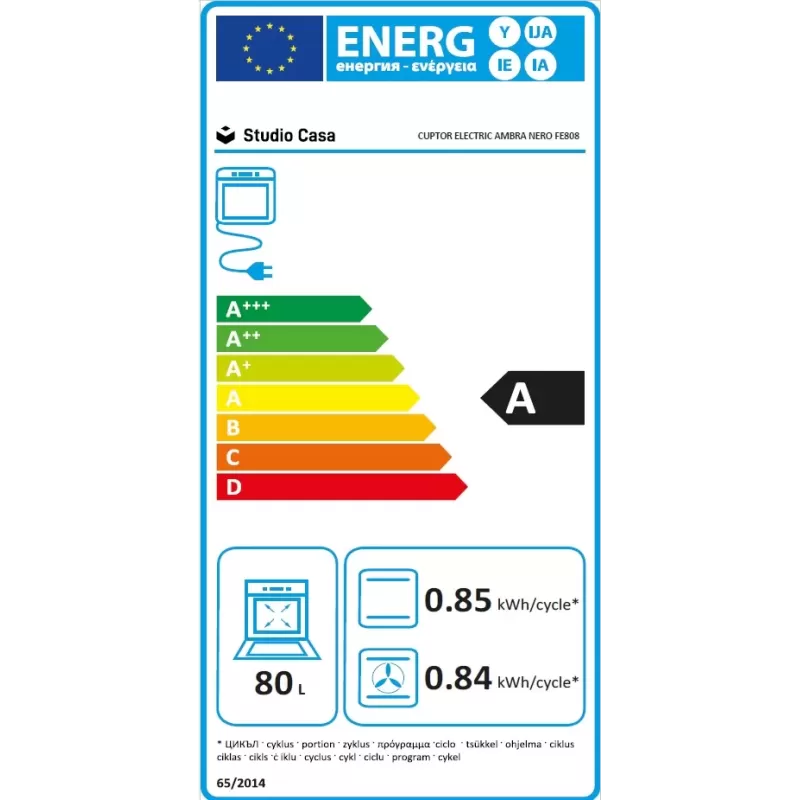 Pachet incorporabil Elektric Amber Studio Casa, Cuptor electric multifunctional, Volum: 80 litri, plita vitroceramica si hota moderna, Sticla neagra [5]