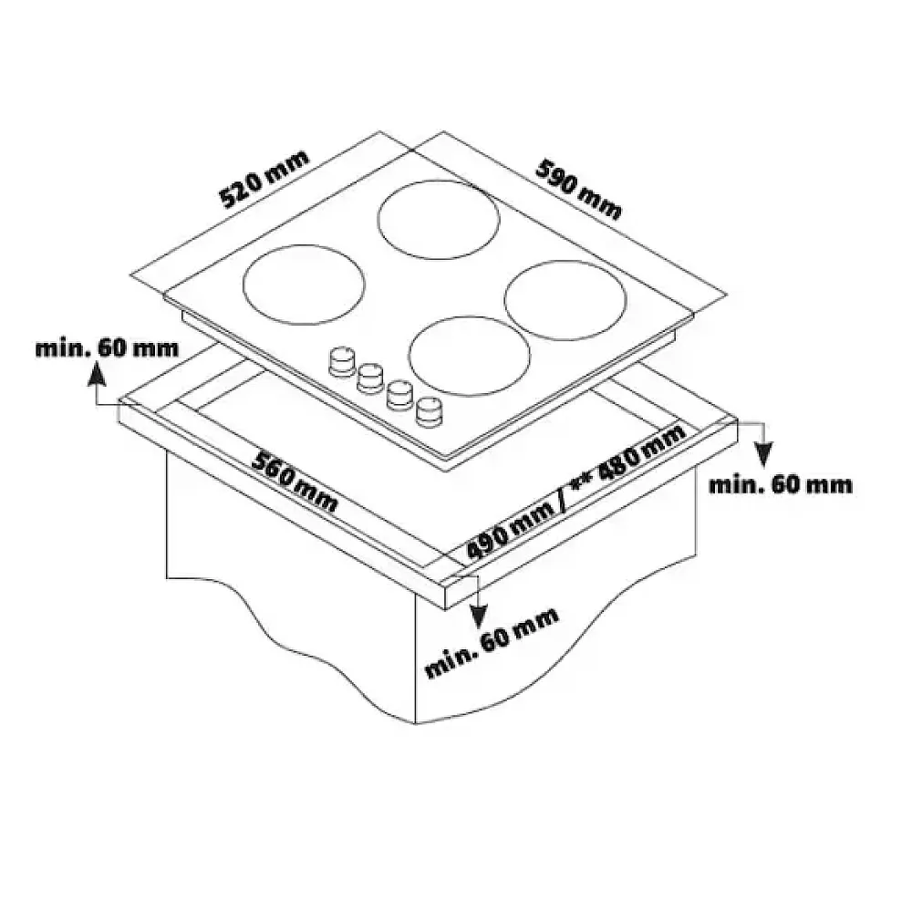 Pachet incorporabil rustic Studio Casa Hota decorativa sticla 60cm,  300 m3/h + Plita incorporabila 1 Wok, sticla termorezistenta + Cuptor electric incorporabil 8 functii, 60 litri [5]