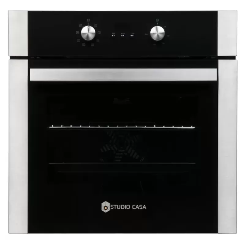 Pachet incorporabil Studio Casa Electrik Black, cuptor electric multifunctional, plita electrica vitroceramica sticla neagra si hota decorativa sticla neagra, clasa A, Negru / Inox [2]